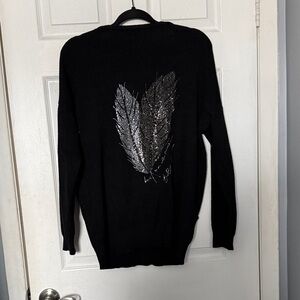 Venti6 Women's Knit cardi with Metallic Feather Detail PTP 25